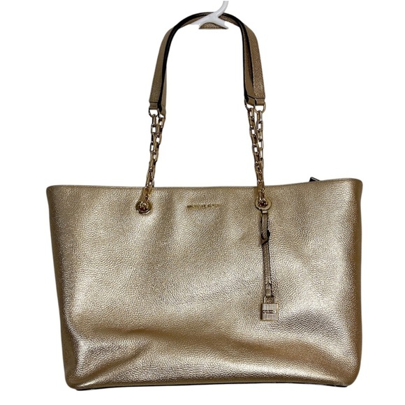 Michael Kors Gold Mercer Chain Link Tote Bag - Picture 3 of 11